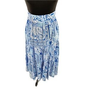 Sheike Australia Blue Mosaic Print Maxi Boho Skirt Pockets Size AU 12 or US 8